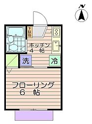 京王相模原線 稲城駅 徒歩3分の賃貸アパート 1階1Kの間取り