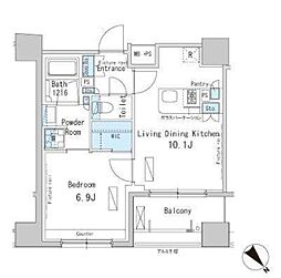 ParkAxis茅場町 1LDKの間取図画像