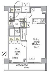 ラティエラ武蔵小山レジデンス 1SLDKの間取図画像