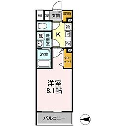 D-room早稲田 1階1Kの間取り