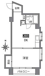 桜橋ハイム 3階1DKの間取り