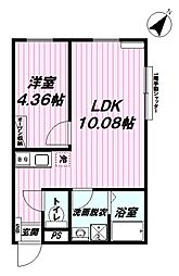 JR青梅線 羽村駅 徒歩10分の賃貸アパート 1階1LDKの間取り
