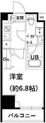 メインステージ三田アーバンスクエア 1Kの間取図画像