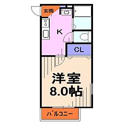 レ・フレール 1Kの間取図画像
