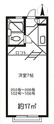 ビューハイツ日吉 ワンルームの間取図画像
