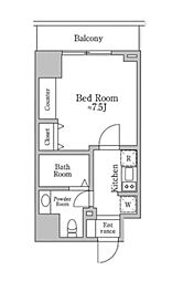 レジディア三宿 5階1Kの間取り