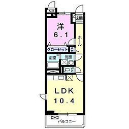 アルバ I 2階1LDKの間取り