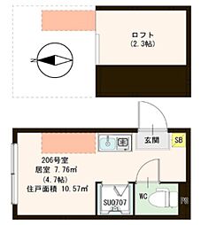 ハーモニーテラス新小岩 ワンルームの間取図画像