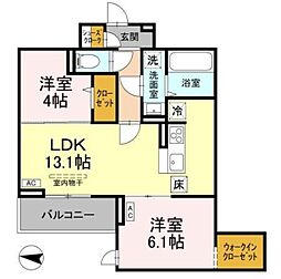 ソレイユ・イースト 2LDKの間取図画像
