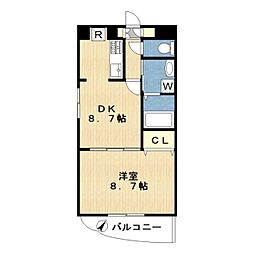グランドゥール 1DKの間取図画像
