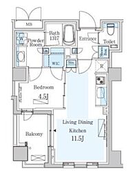 パークアクシスプレミア表参道 2階1LDKの間取り