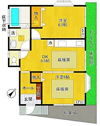 キャトルセゾン 2DKの間取図画像
