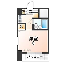 JR福知山線 猪名寺駅 徒歩3分の賃貸マンション 8階ワンルームの間取り