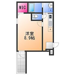 フジパレス百舌鳥駅南1番館 1Kの間取図画像