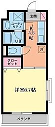 トゥー・ル・モンド 1DKの間取図画像