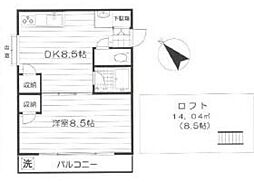 F88 1DKの間取図画像