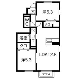 JR東海道・山陽本線 尼崎駅 徒歩23分の賃貸アパート 1階2LDKの間取り