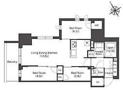 コンフォリア・リヴ板橋 14階3LDKの間取り