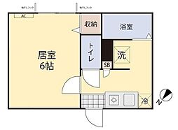 プライム朝日町 1階1Kの間取り