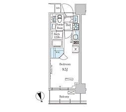 PARKAxis築地 ワンルームの間取図画像