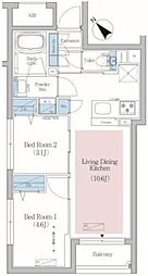 アーバネックス文京小石川 2階2LDKの間取り