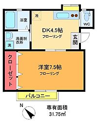 マイルーム藤4 1Kの間取図画像