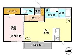 ライフマンションA 1LDKの間取図画像