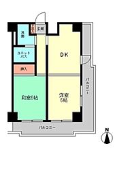 デイム橋本 2DKの間取図画像