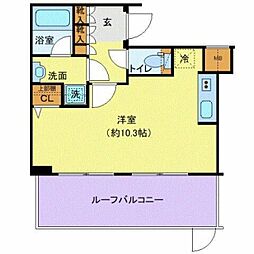 プレール・ドゥーク高井戸 4階ワンルームの間取り