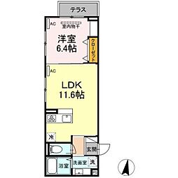 アンジュール高松 1LDKの間取図画像