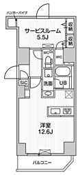 エスレジデンス入谷アレシア ワンルームの間取図画像