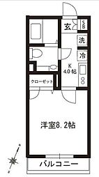 グランボヌール 1Kの間取図画像