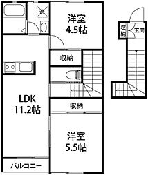 ベルリード東海神C 2LDKの間取図画像