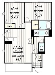 Ｌａ　Ｖｉｅ　Ｂｅｌｌｅ（ラヴィベール） 1階2LDKの間取り