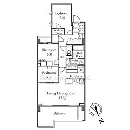 ザ・パークハウス代々木大山レジデンス 3LDKの間取図画像