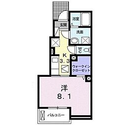 ルピエ中島 1Kの間取図画像