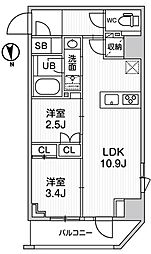 ニド新御徒町 4階2LDKの間取り
