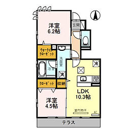 ドムール嵯峨B 2LDKの間取図画像
