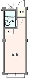 アップルハウス青葉台 ワンルームの間取図画像