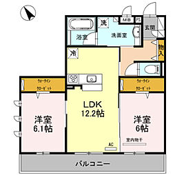 マジェスティサザン1 2LDKの間取図画像