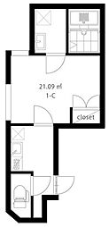 ヴァンベール十条仲原 1Kの間取図画像
