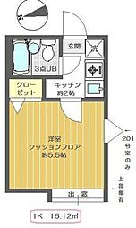 サンハイム鎌ヶ谷B 1Kの間取図画像