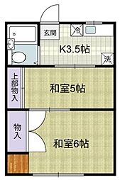 メゾントミタ 2階2Kの間取り
