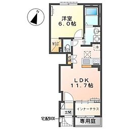 サンプレスII 1LDKの間取図画像