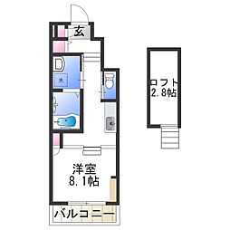 あんしん+日置荘西町 ワンルームの間取図画像