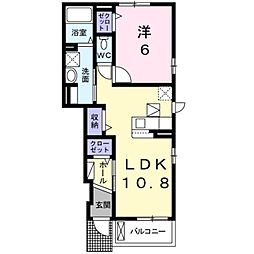 ハーベストコートB 1LDKの間取図画像