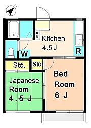 ハイツＫＡＮＯＴＯ 2階2DKの間取り