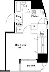 ヴェルト五反田西 5階1Kの間取り
