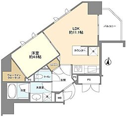 ジオ西新宿ツインレジデンス 9階1LDKの間取り