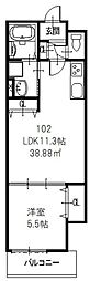 クリエオール別府 1LDKの間取図画像